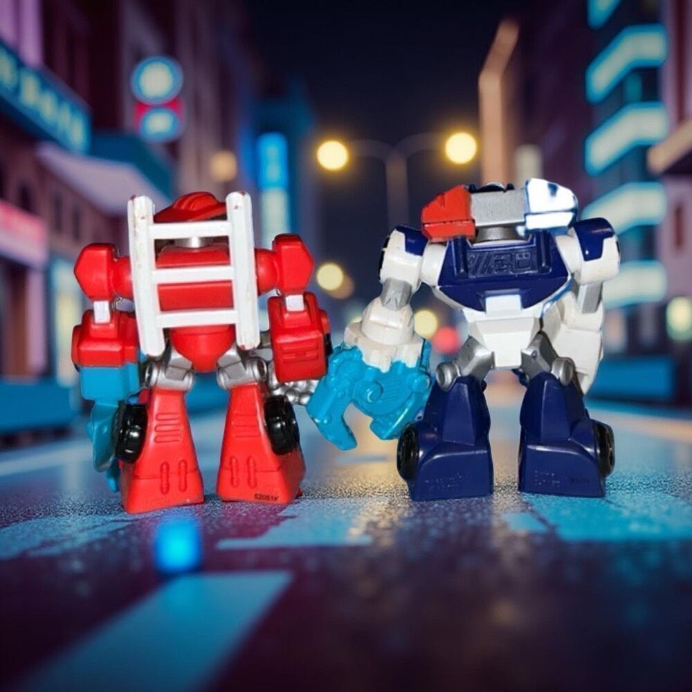 2 Playskool Transformers Rescue Bots Figures Heatwave and Chase 3.5” B18